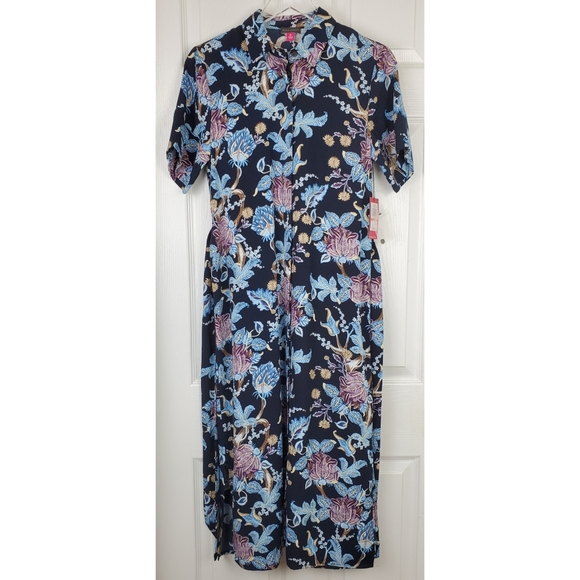 NWT Vince camuto floral print shirt midi dress - Picture 3 of 16